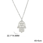 Necklace with protective Star of David and Hamsa pendant, Jewish, silver