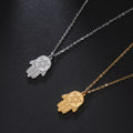 Necklace with protective Star of David and Hamsa pendant, Jewish, gold
