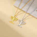 Necklace with pendant of the Jewish identity symbol Menorah