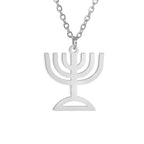 Necklace with pendant featuring the Jewish identity symbol Menorah silver