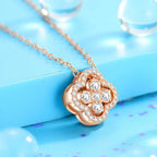 Necklace with Four-Leaf Clover Pendant in Rose Gold Zircon
