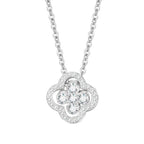 Necklace with Four-Leaf Clover Pendant in Silver Zircon