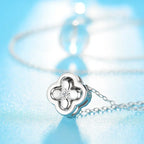 Necklace with Four-Leaf Clover Pendant in Silver Zircon