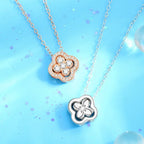Necklace with Four-Leaf Clover Pendant in Silver Zircon