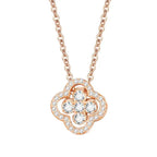 Necklace with Four-Leaf Clover Pendant in Rose Gold Zircon