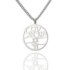 Necklace with Hebrew letter pendant, Chai and the Star of David Jewish symbols in silver