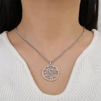 Necklace with Hebrew letter pendant, Chai and the Star of David Jewish symbols in silver