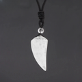 Necklace with Natural Stone Shark Tooth Pendant White Crystal