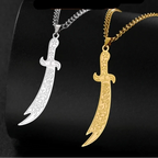 Necklace with Ali Zulfiqar sword pendant Arabic Islamic Muslim silver