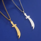 Necklace with Ali Zulfiqar sword pendant Arabic Islamic Muslim gold