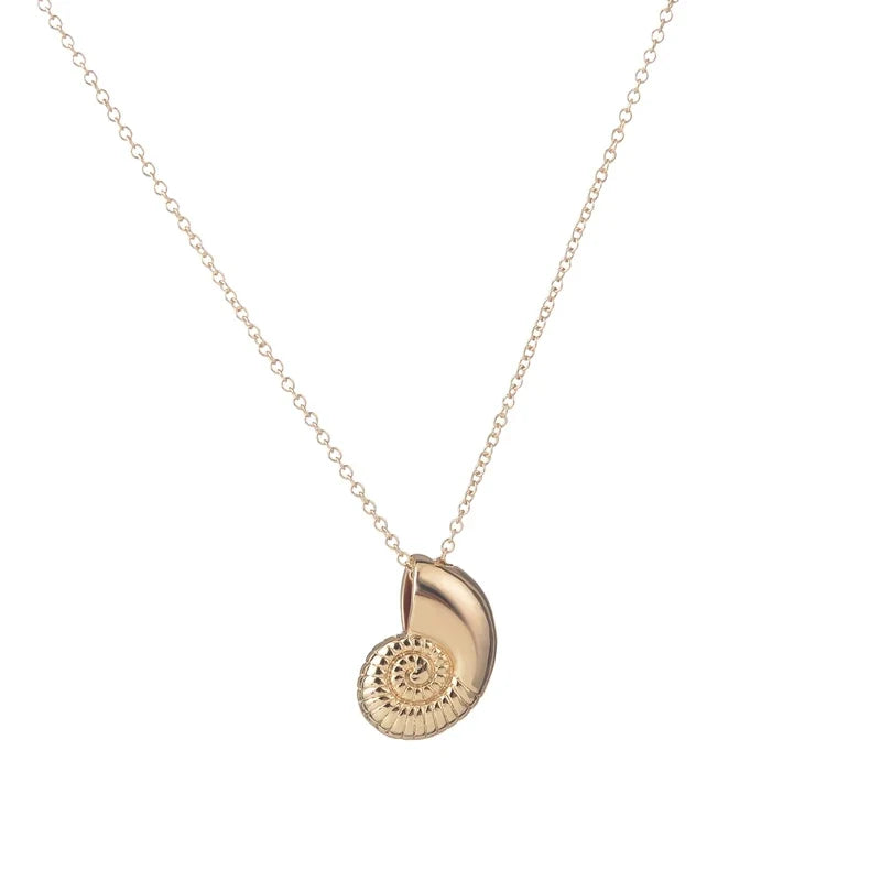Snail Shell Pendant Necklace for Men in gold