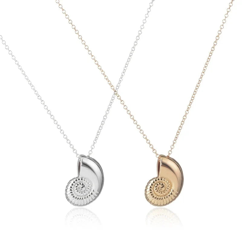 Snail Shell Pendant Necklace for Men in gold