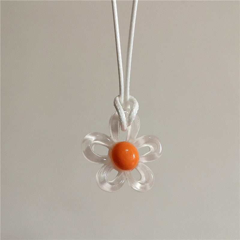 Necklace with Colorful Flower Pendant white