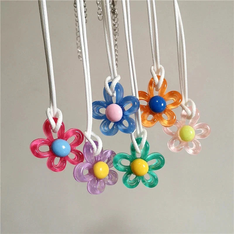 Necklace with Colorful Flower Pendant