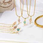 Necklace with Pink Zircon Tulip Flower Pendant