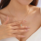 Necklace with Green Zircon Tulip Flower Pendant