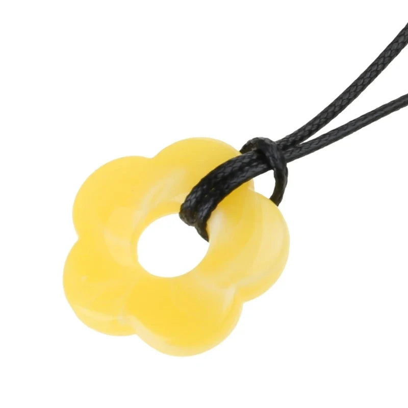 Romantic Style Flower Pendant Necklace yellow 