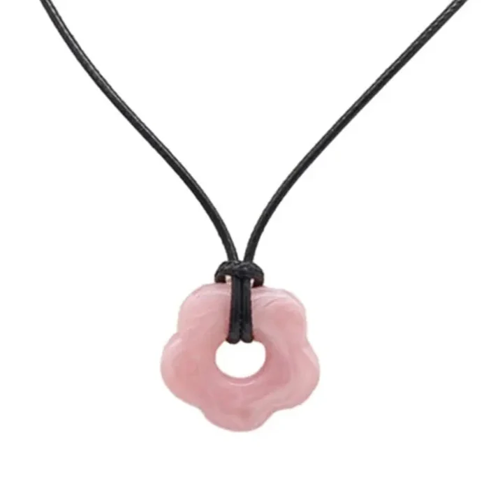 Romantic Style Flower Pendant Necklace pink