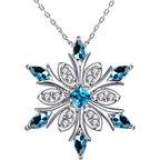 Necklace with Blue Zircon Snowflake Pendant