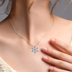 Necklace with Blue Zircon Snowflake Pendant