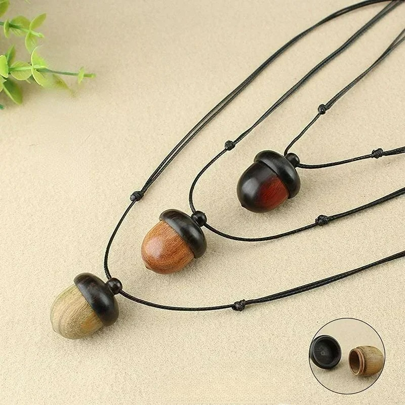 Necklace with Dark Brown Wooden Tassel Pendant
