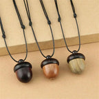 Necklace with Brown Wooden Tassel Pendant