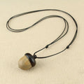 Necklace with Beige Wooden Tassel Pendant