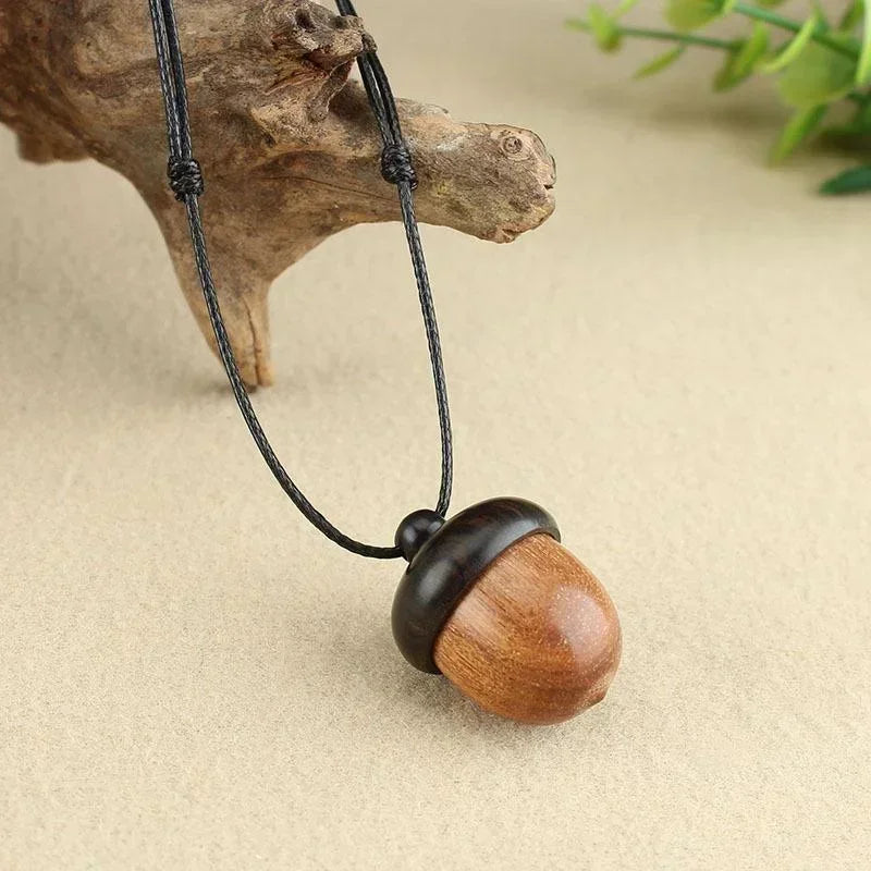 Necklace with Brown Wooden Tassel Pendant