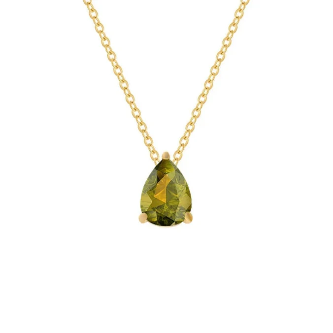 Necklace with Water Drop Pendant in Zircon Birthstone