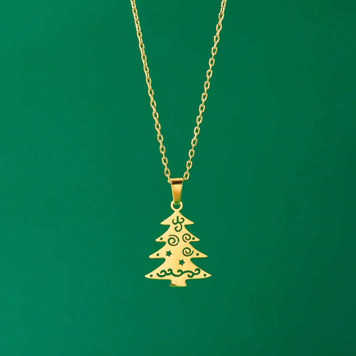 Necklace with Winter Tree Pendant in Gold