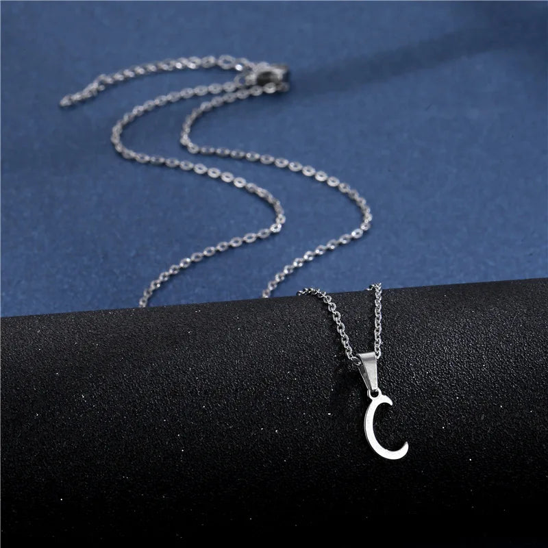 Custom necklace with initial pendant c