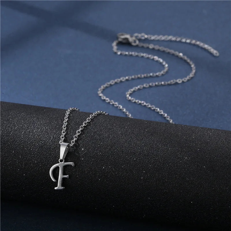 Custom necklace with initial pendant f