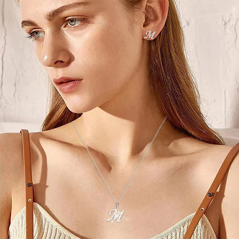 Custom necklace with initial pendant m