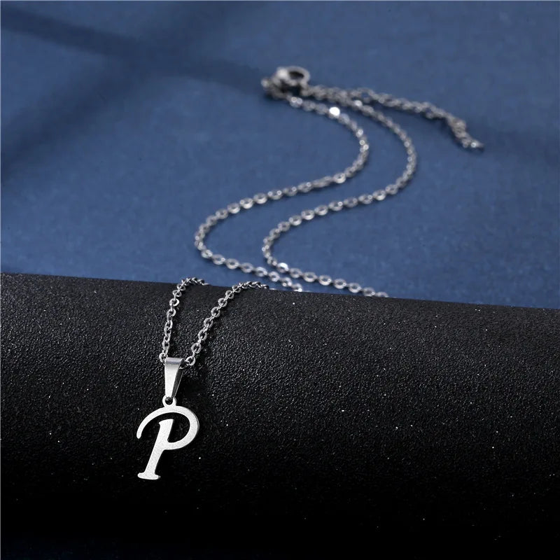 Custom necklace with initial pendant p