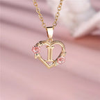 Heart and Flower Initial Pendant Necklace i
