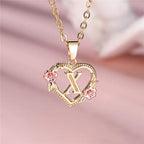 Heart and Flower Initial Pendant Necklace x