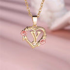 Heart and Flower Initial Pendant Necklace y