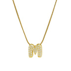 Rhinestone initial pendant necklace m