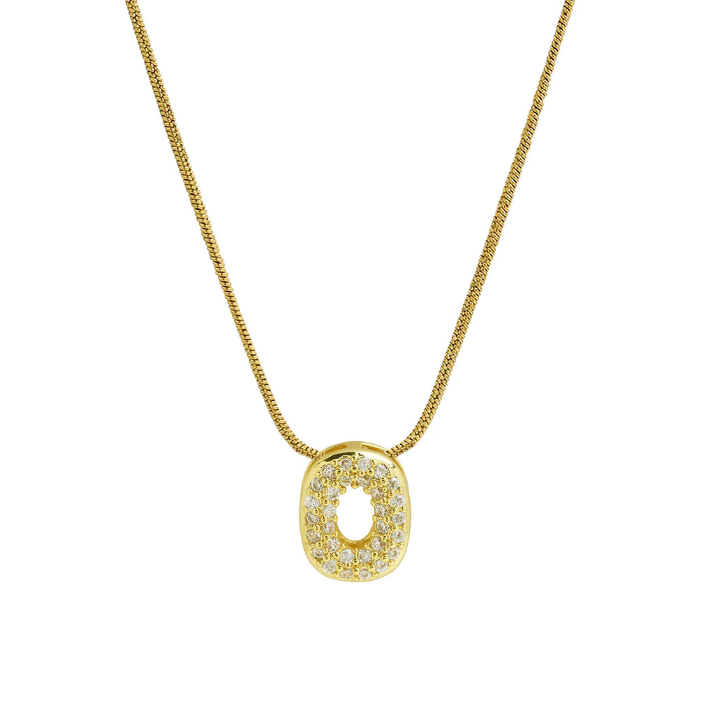 Rhinestone initial pendant necklace o