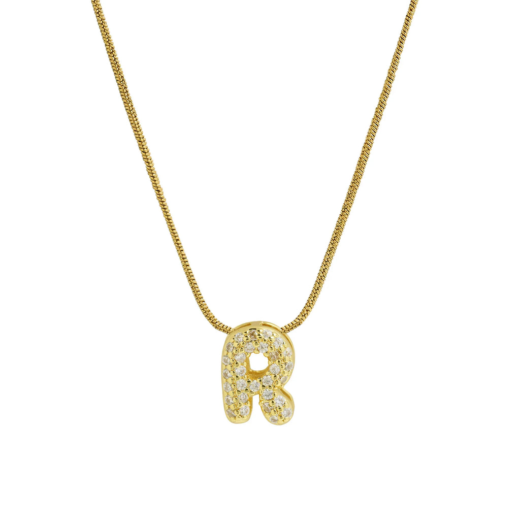 Rhinestone initial pendant necklace r