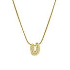 Rhinestone initial pendant necklace u