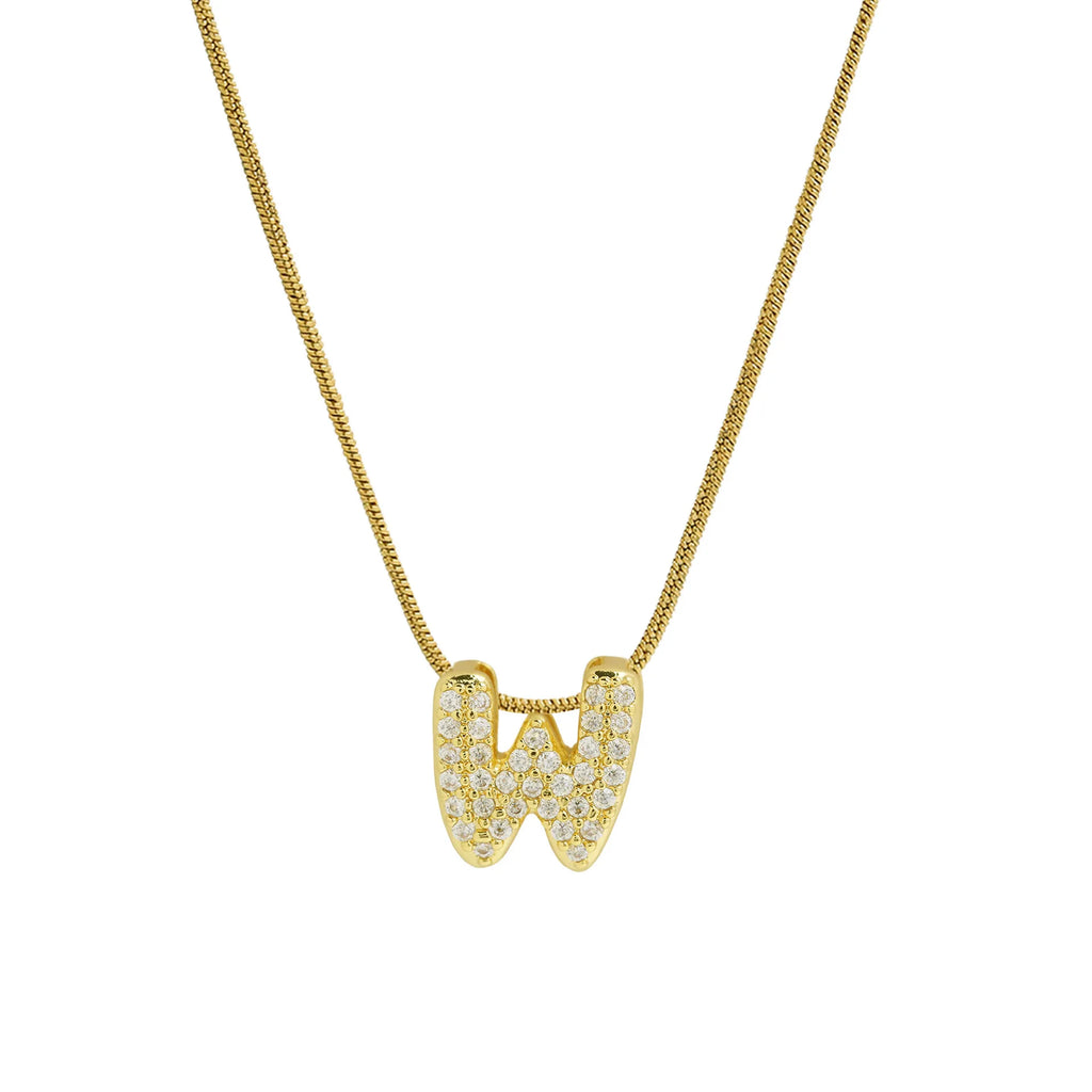 Rhinestone initial pendant necklace w