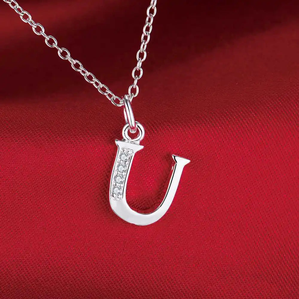 Long necklace with initial pendant u