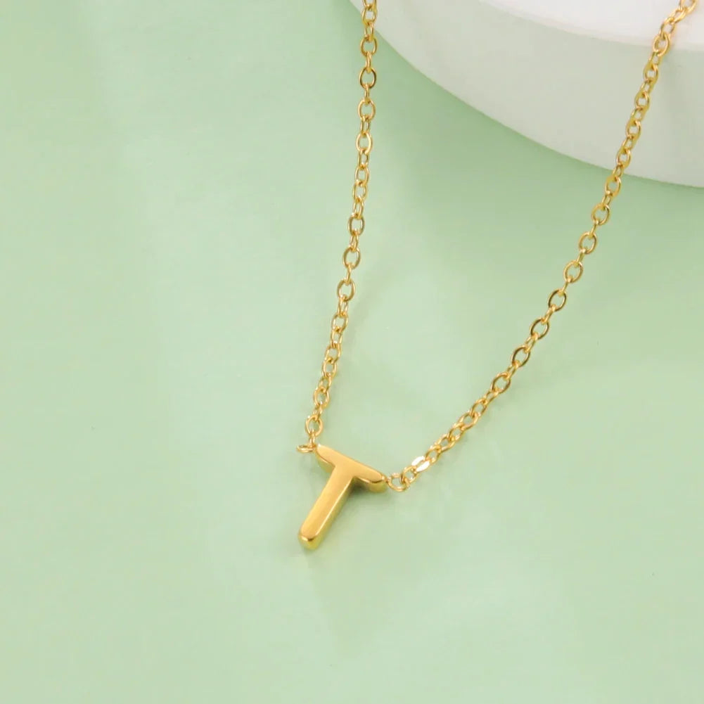 Necklace with initial pendant - letter