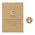 Moon Pendant Necklace with Rhinestone Birthstone