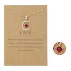 Moon Pendant Necklace with Rhinestone Birthstone