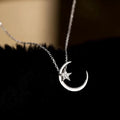 Necklace with Moon and Star Crystal Pendant