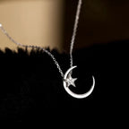 Necklace with Moon and Star Crystal Pendant