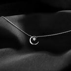 Necklace with Moon and Star Crystal Pendant