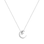 Necklace with Moon and Star Crystal Pendant
